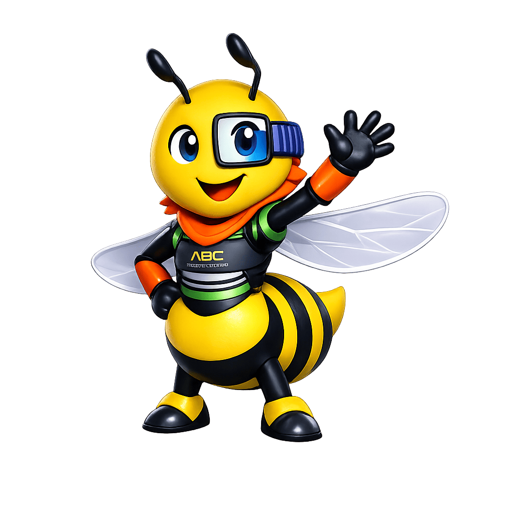 Waving bee mascot